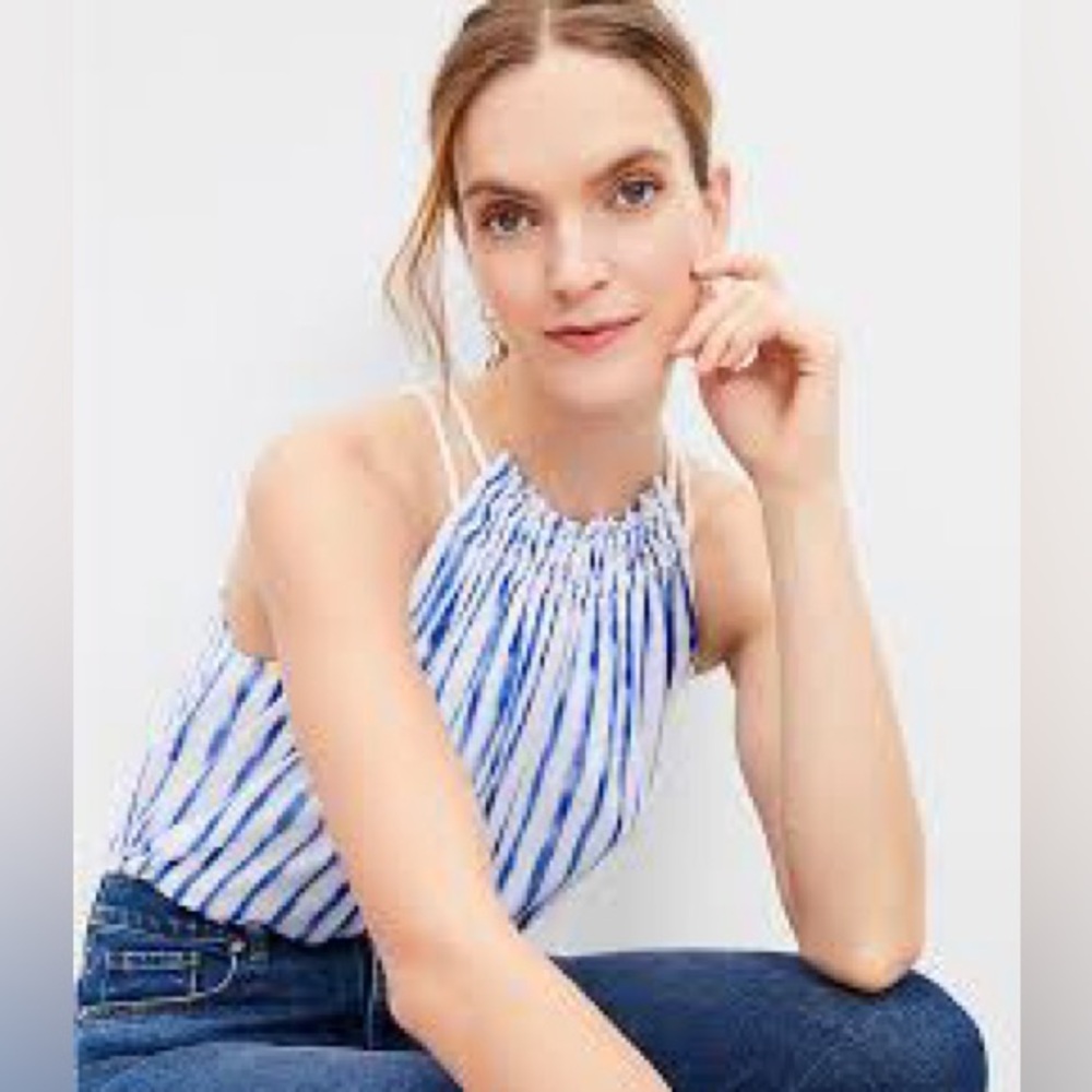 Loft Painted Stripe Strappy Halter Top